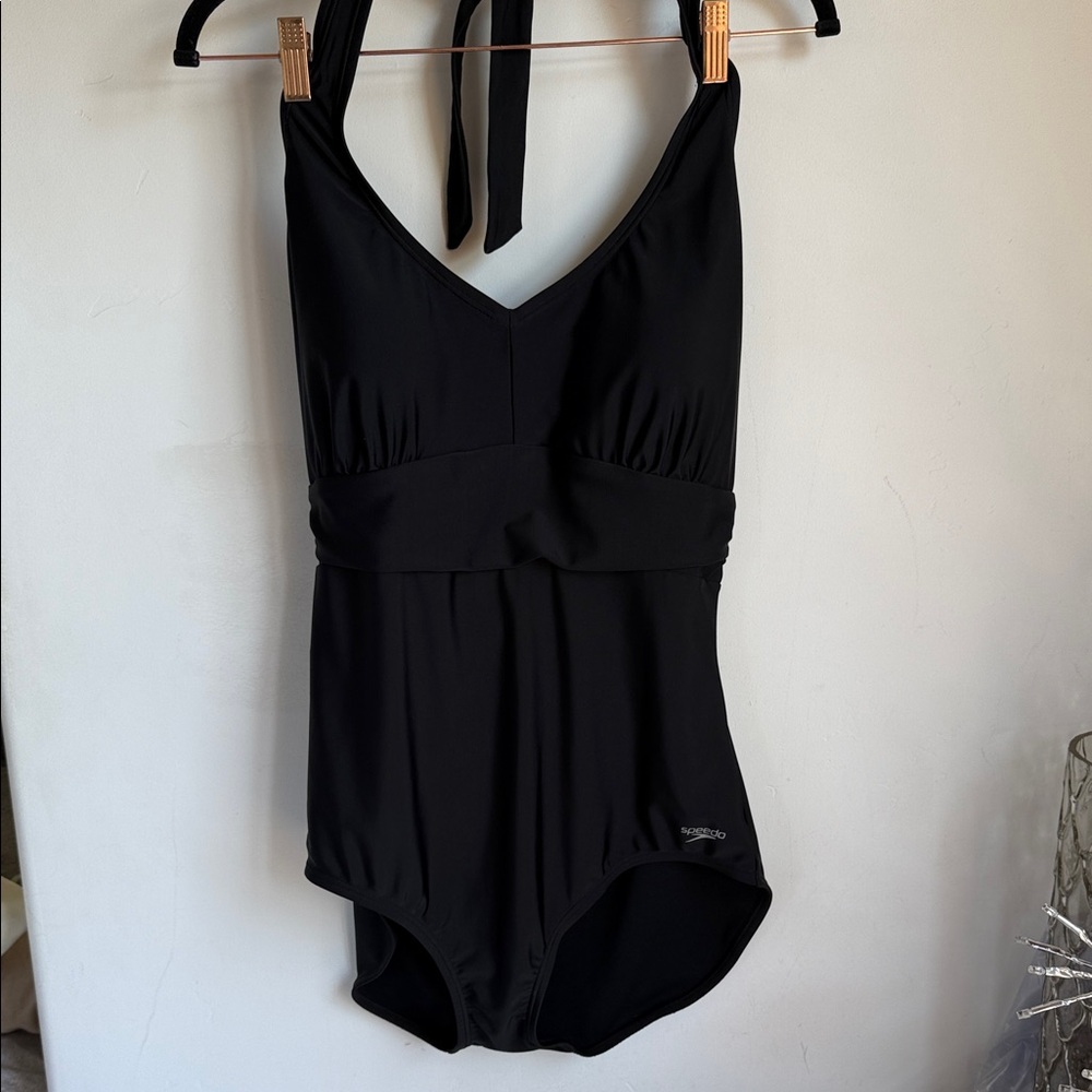 Speedo Black One-Piece Halter Swim Suit